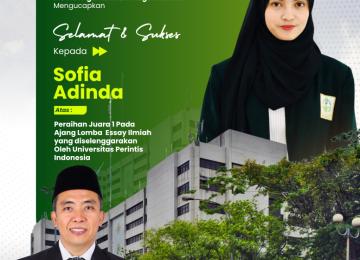 Bawa Ide Keadilan Harga, Sofia Adinda Raih Juara 1 Lomba Essay Ilmiah Nasional