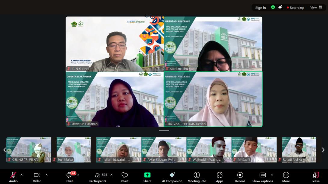 IAIN Kerinci Buka Orientasi PPG Batch II Tahun 2025: 600 Peserta dari Seluruh Nusantara Ikuti Secara Daring