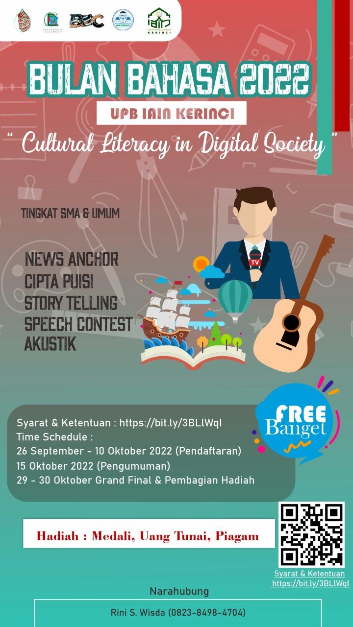 Flayer Festival Bulan Bahasa 2022 UPB IAIN Kerinci