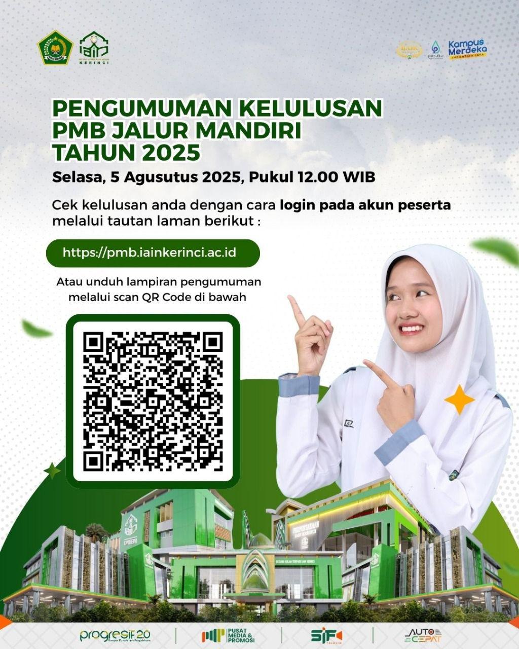 IAIN Kerinci Umumkan Kelulusan PMB Jalur Mandiri Tahap 1 Tahun 2025